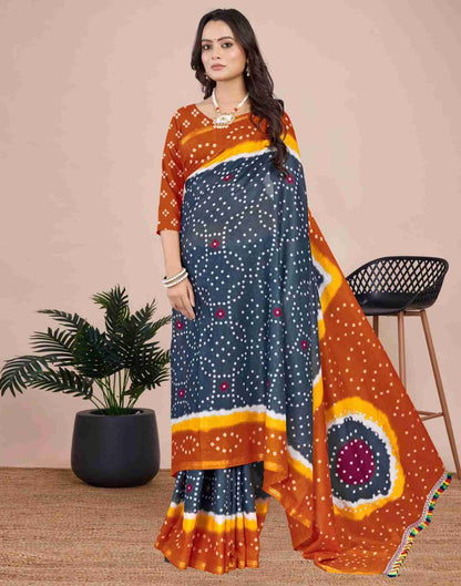 Stone Grey Cotton Printed Saree