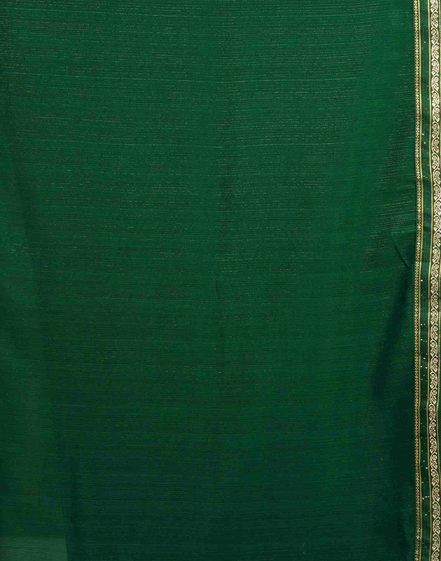 Dark Green Chiffon Zari Stripe Plain Saree