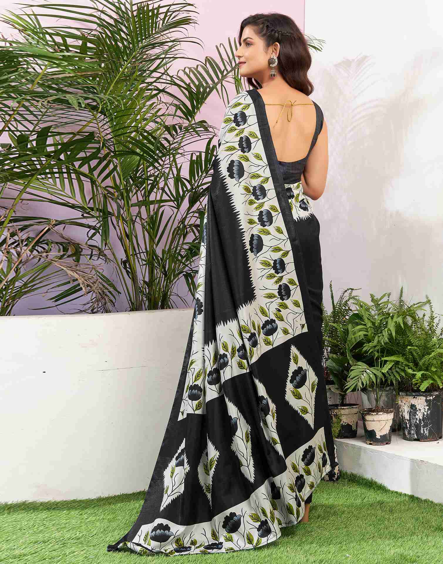 Black Silk Printed Saree