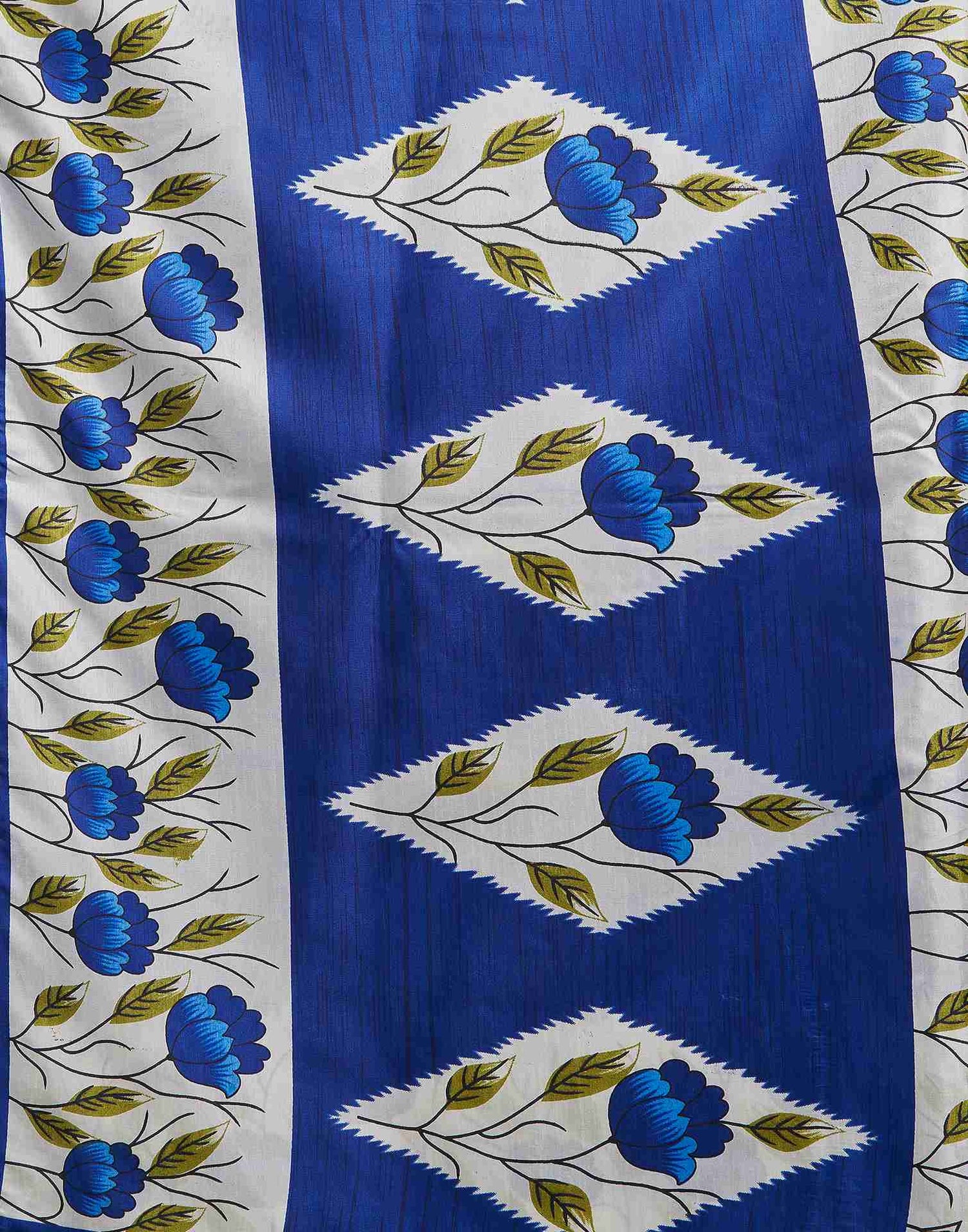 Dark Blue Silk Printed Saree