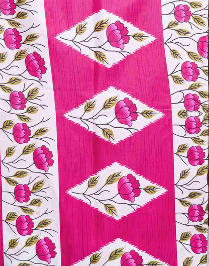 Rani Pink Silk Printed Saree