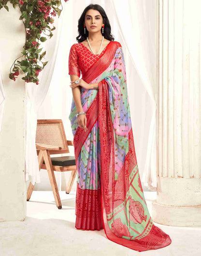 Multicoloured Chiffon Woven Printed Saree