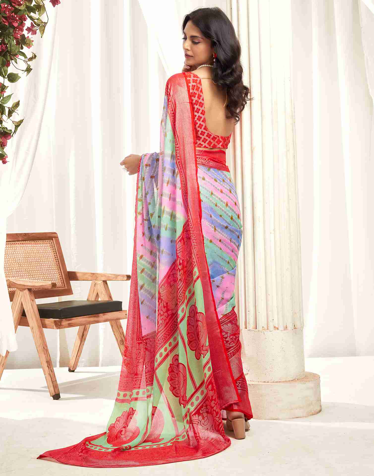 Multicoloured Chiffon Woven Printed Saree