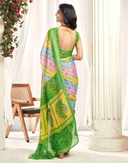 Multicoloured Chiffon Woven Printed Saree