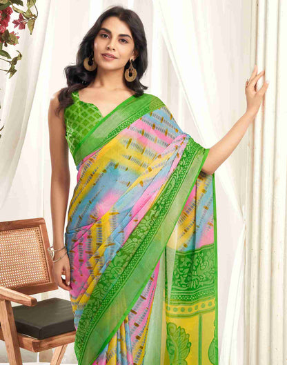 Multicoloured Chiffon Woven Printed Saree