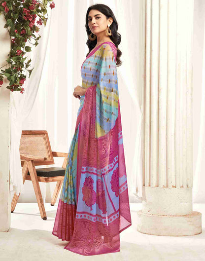 Multicoloured Chiffon Woven Printed Saree