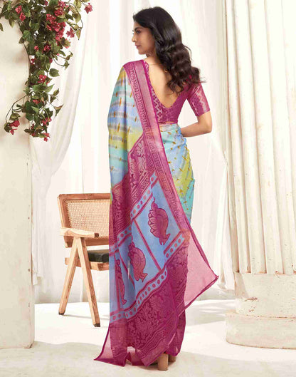 Multicoloured Chiffon Woven Printed Saree