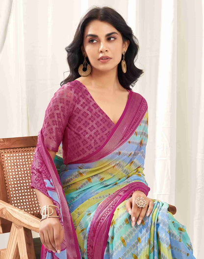 Multicoloured Chiffon Woven Printed Saree