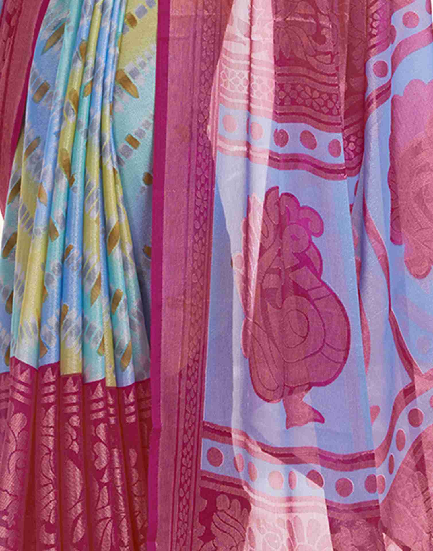 Multicoloured Chiffon Woven Printed Saree