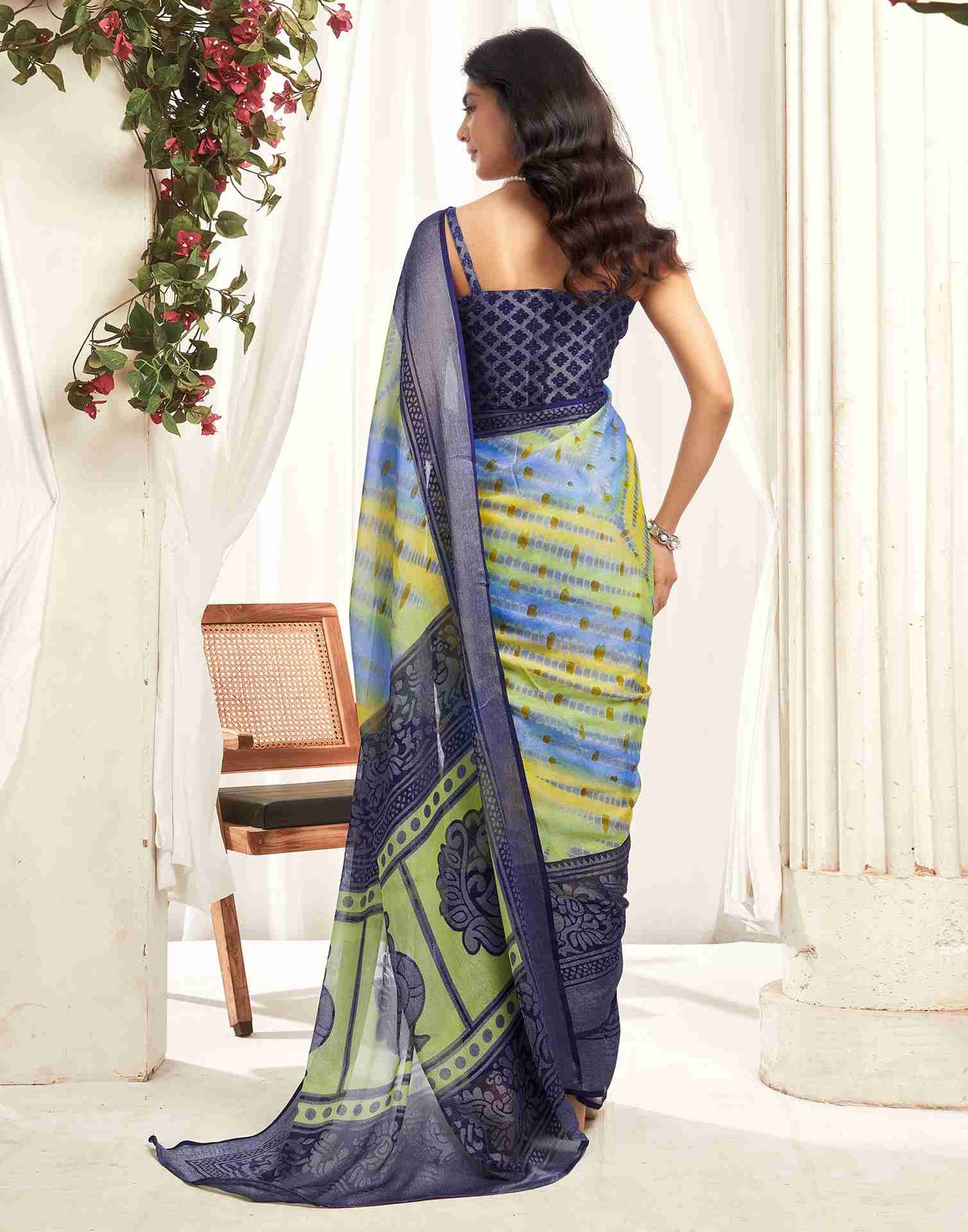 Multicoloured Chiffon Woven Printed Saree