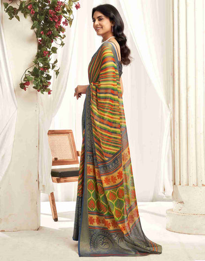 Multicoloured Chiffon Woven Printed Saree