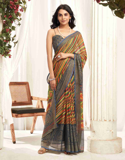 Multicoloured Chiffon Woven Printed Saree