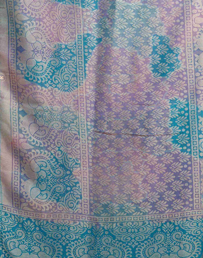 Teal Blue Chiffon Woven Printed Saree