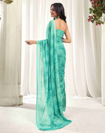 Turquoise Georgette Printed Saree