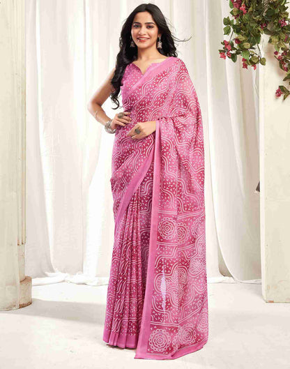 Dusty Pink Georgette Printed Saree