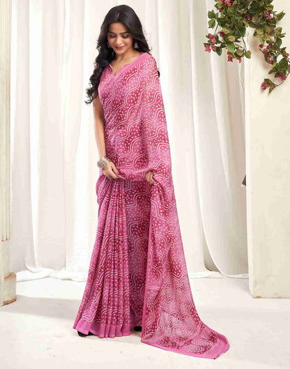 Dusty Pink Georgette Printed Saree