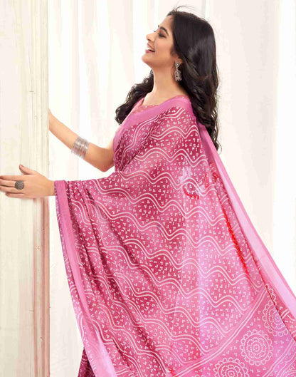 Dusty Pink Georgette Printed Saree