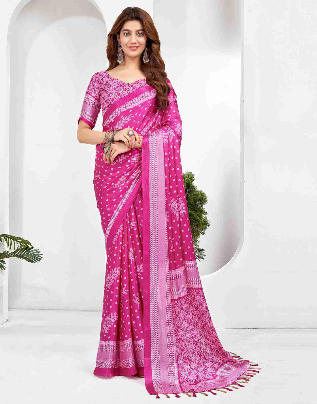 Pink Georgette Printed Saree