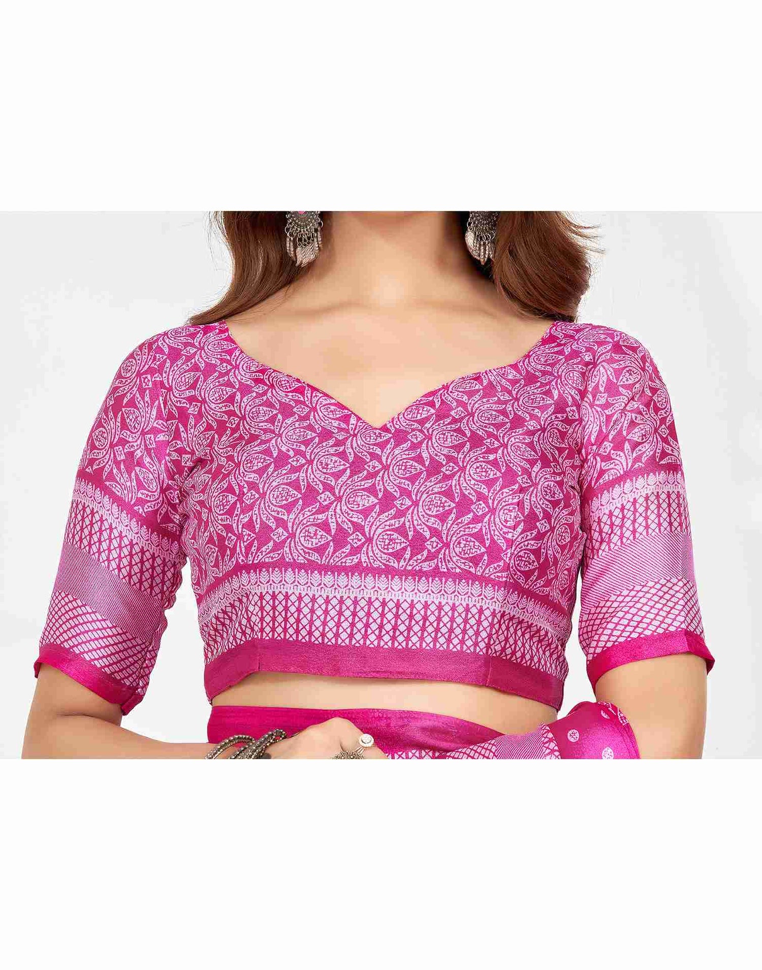 Pink Georgette Printed Saree