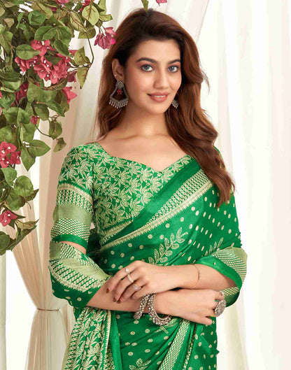 Green Georgette Printed Saree