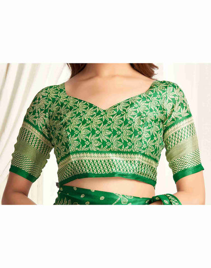 Green Georgette Printed Saree