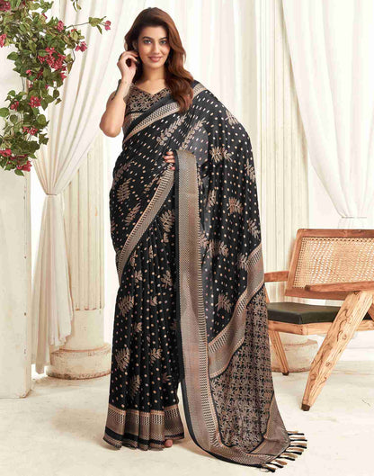 Black Georgette Printed Saree