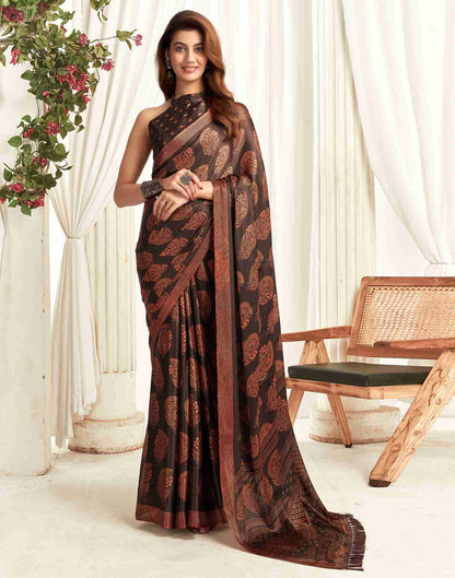 Black Georgette Printed Saree