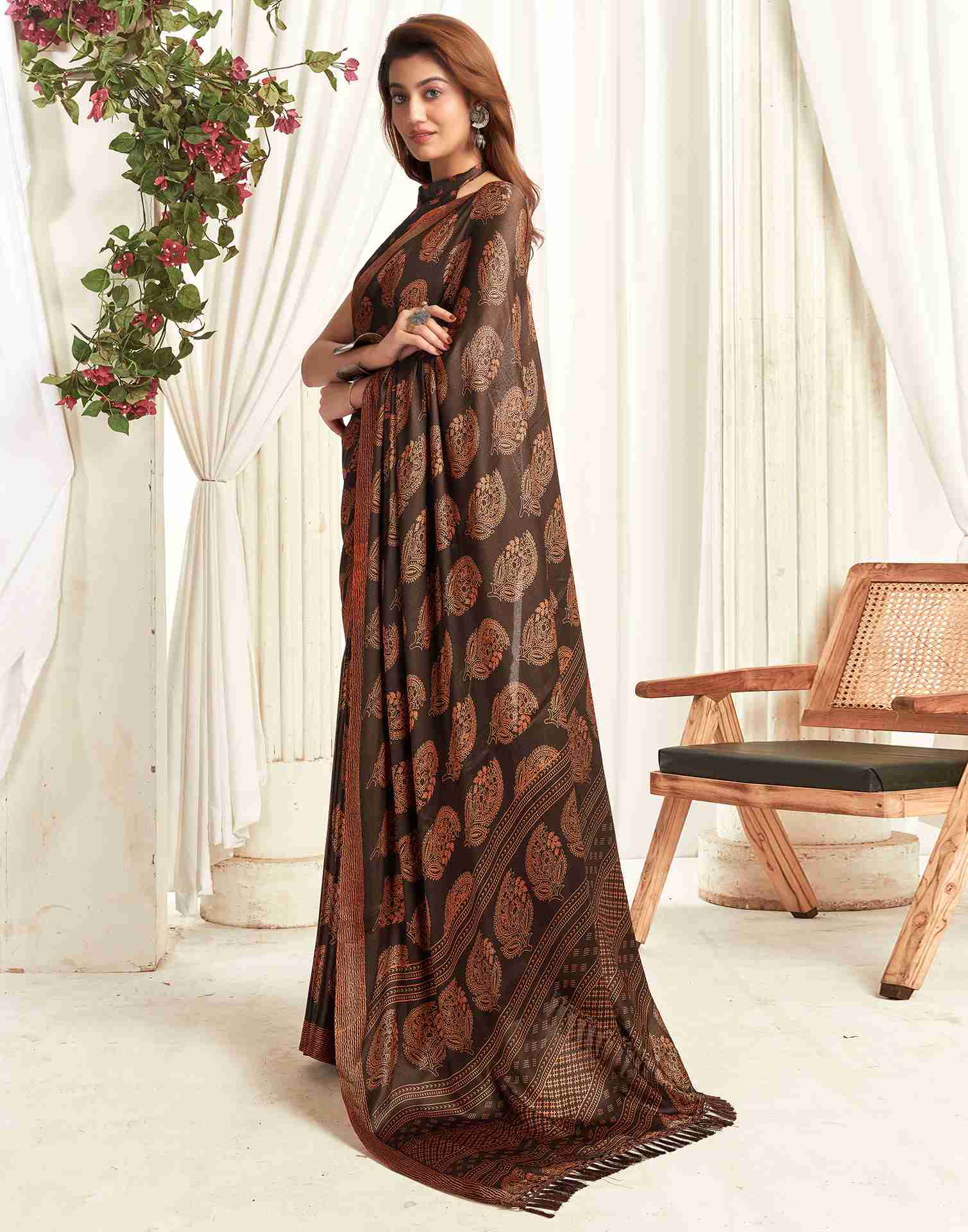 Black Georgette Printed Saree