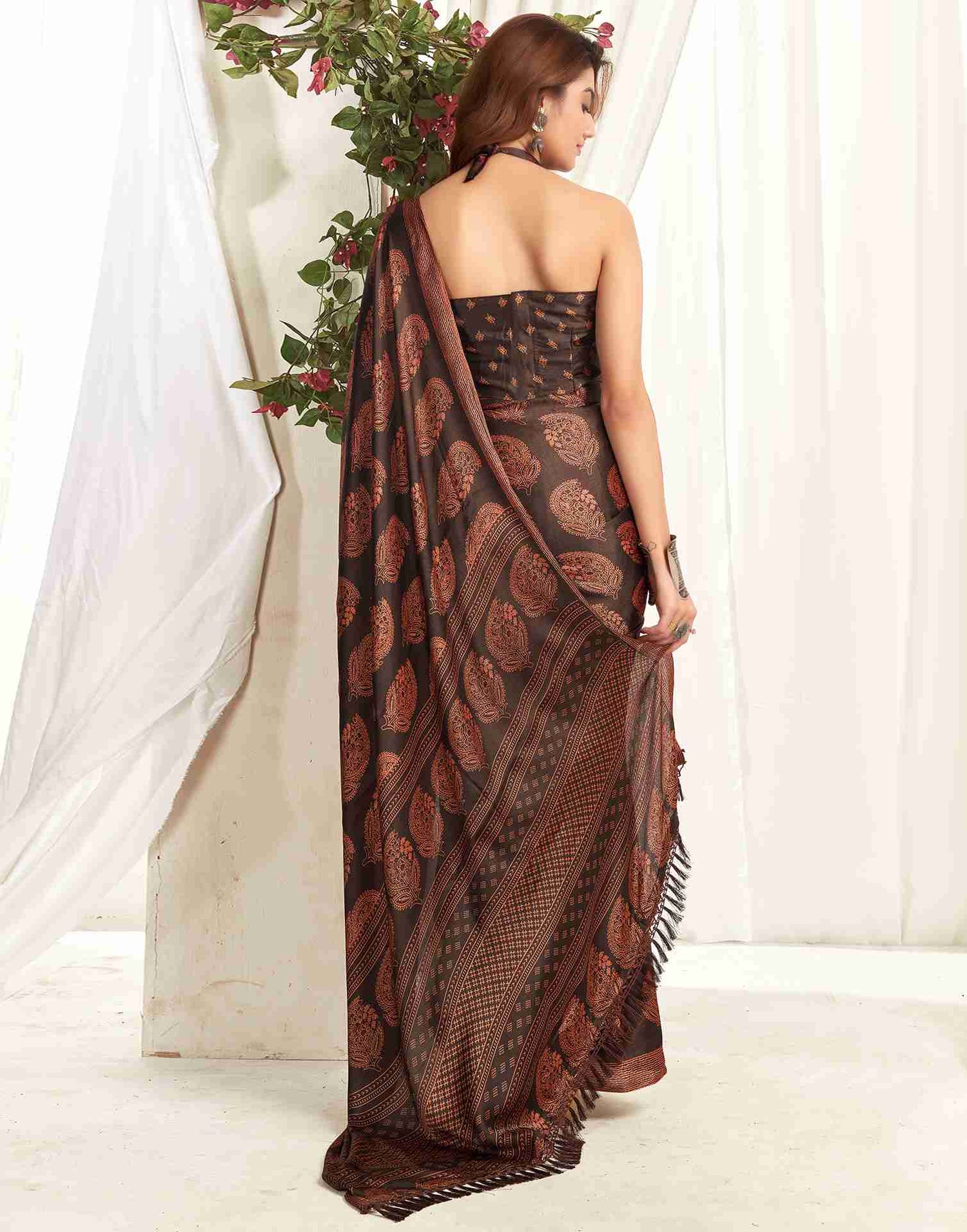 Black Georgette Printed Saree