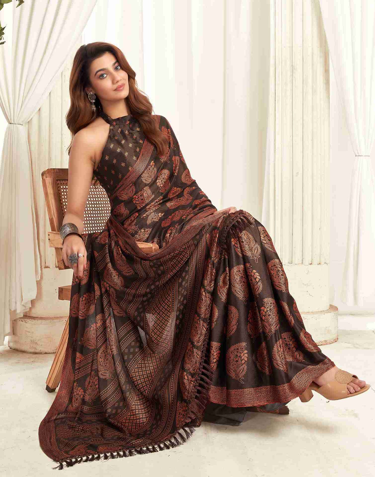 Black Georgette Printed Saree