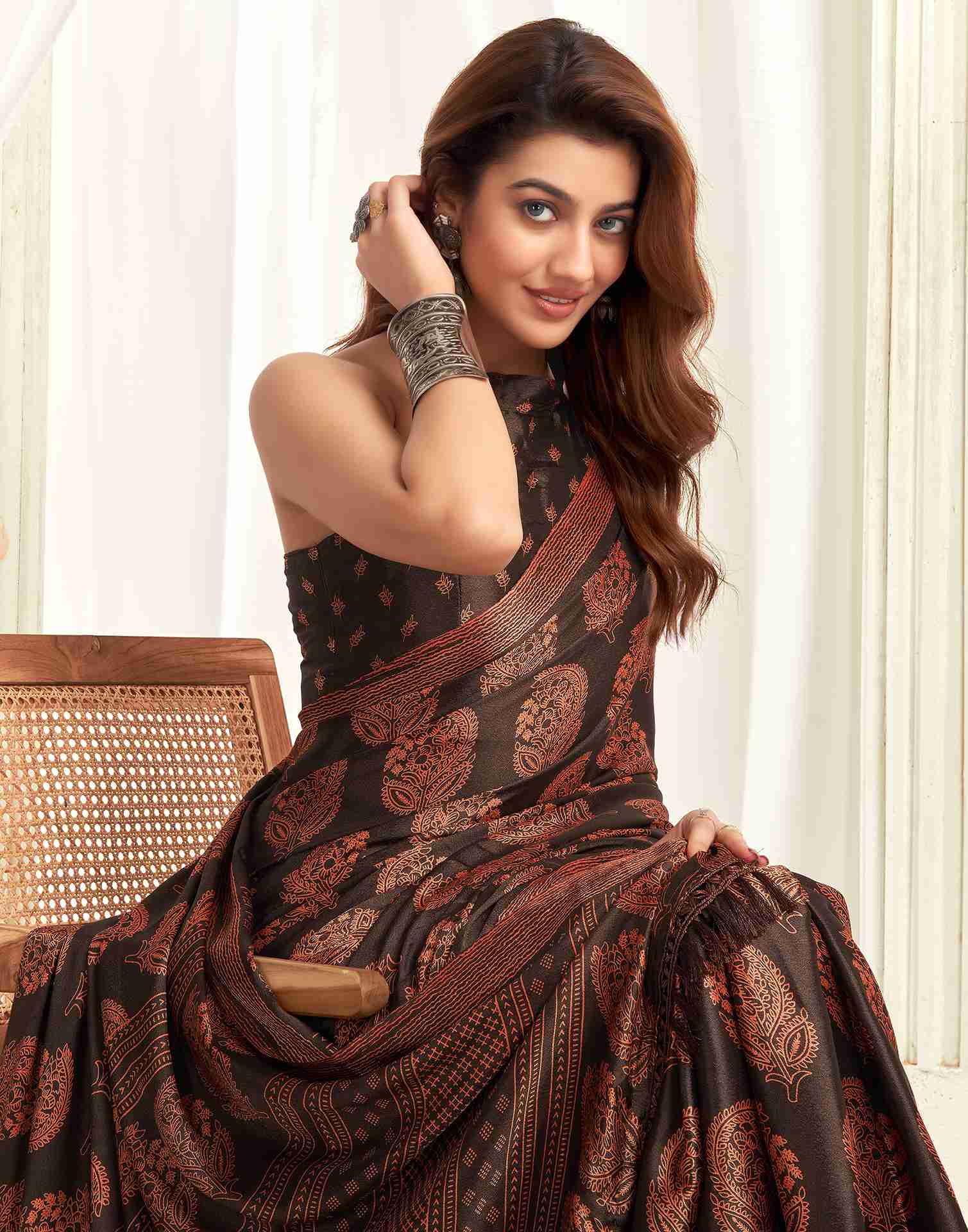 Black Georgette Printed Saree