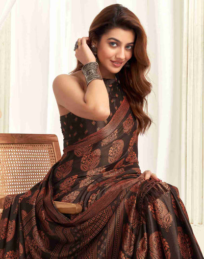 Black Georgette Printed Saree