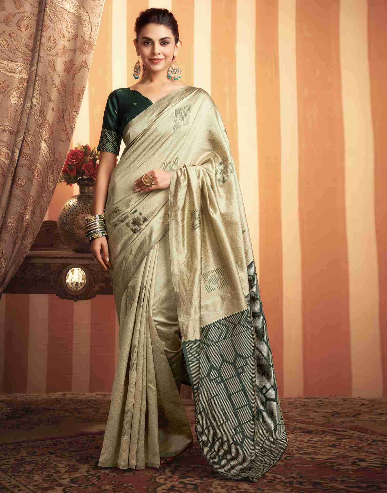 Khakhi Silk Woven Banarasi Saree