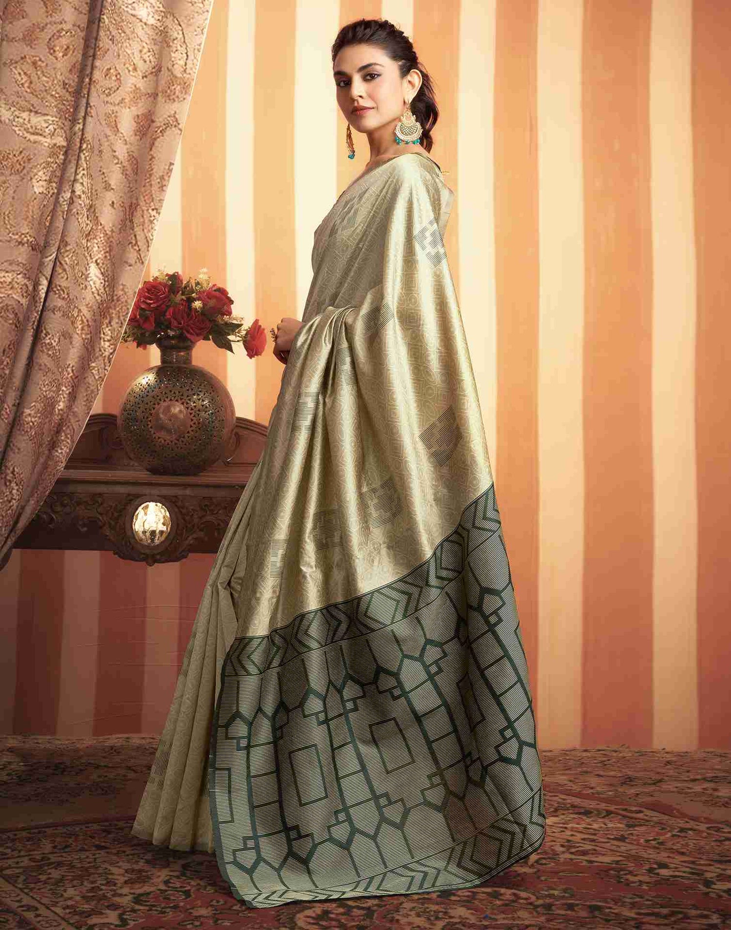 Khakhi Silk Woven Banarasi Saree