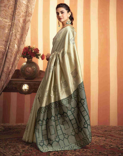 Khakhi Silk Woven Banarasi Saree