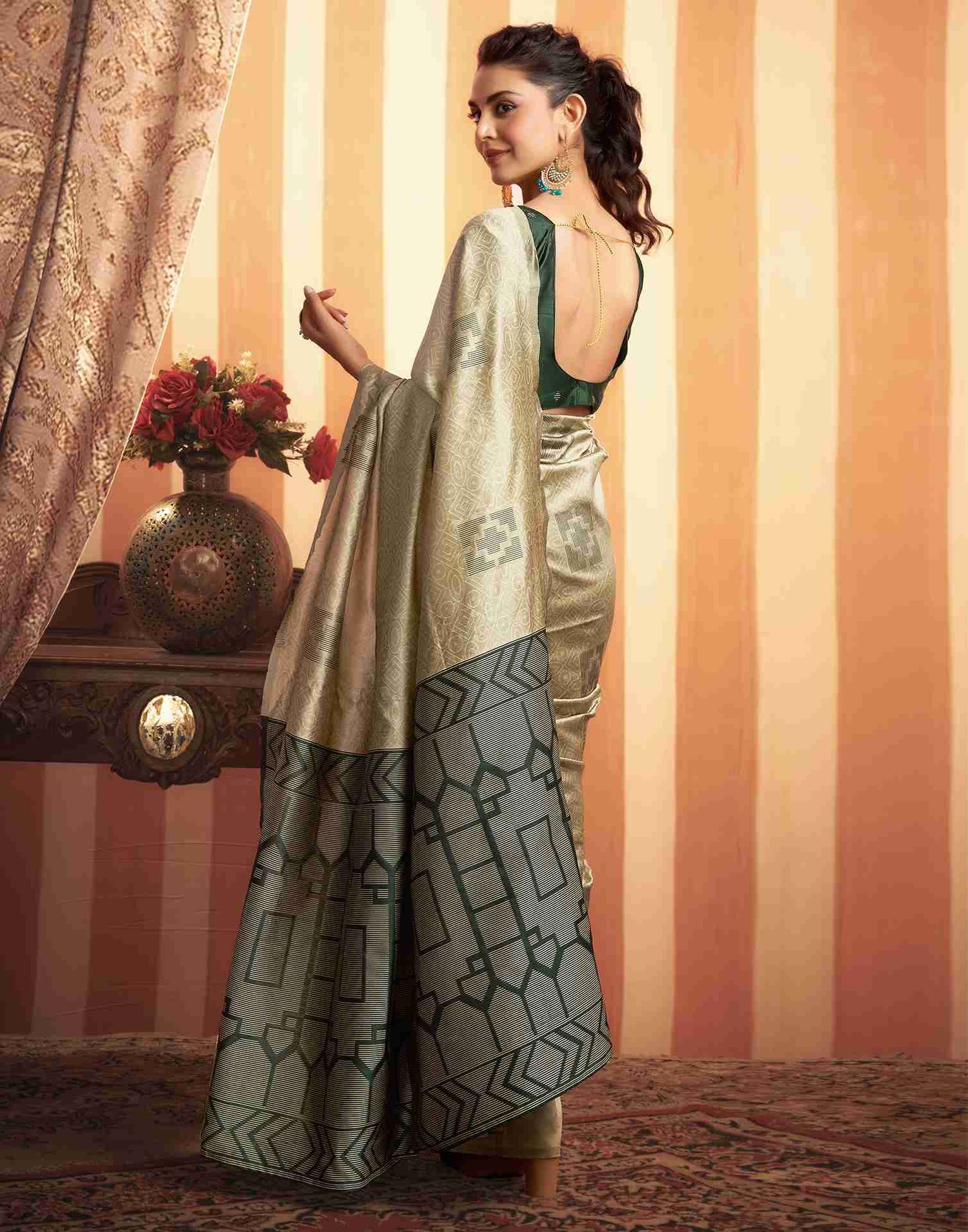 Khakhi Silk Woven Banarasi Saree