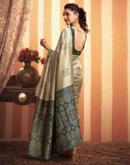 Khakhi Silk Woven Banarasi Saree