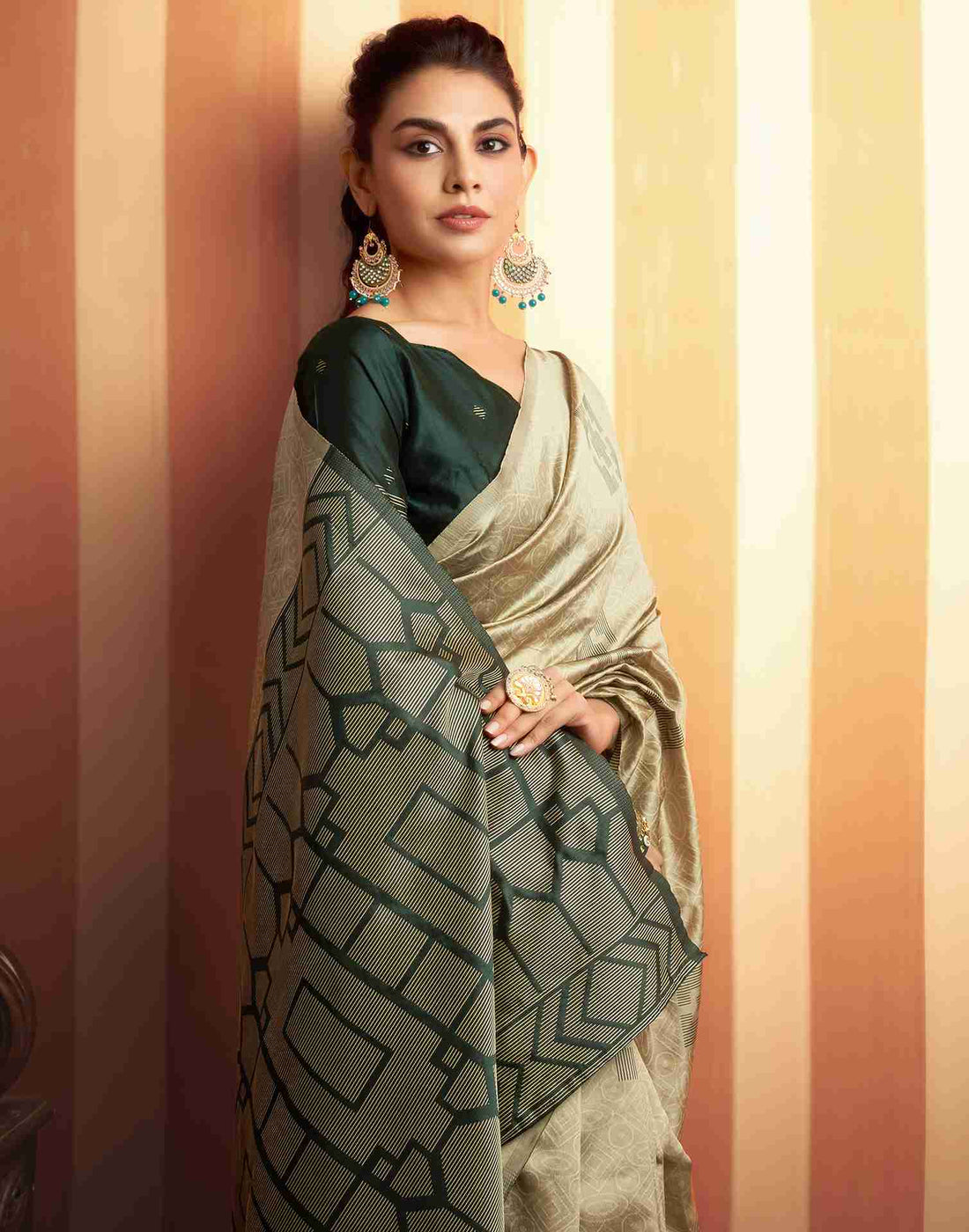 Khakhi Silk Woven Banarasi Saree