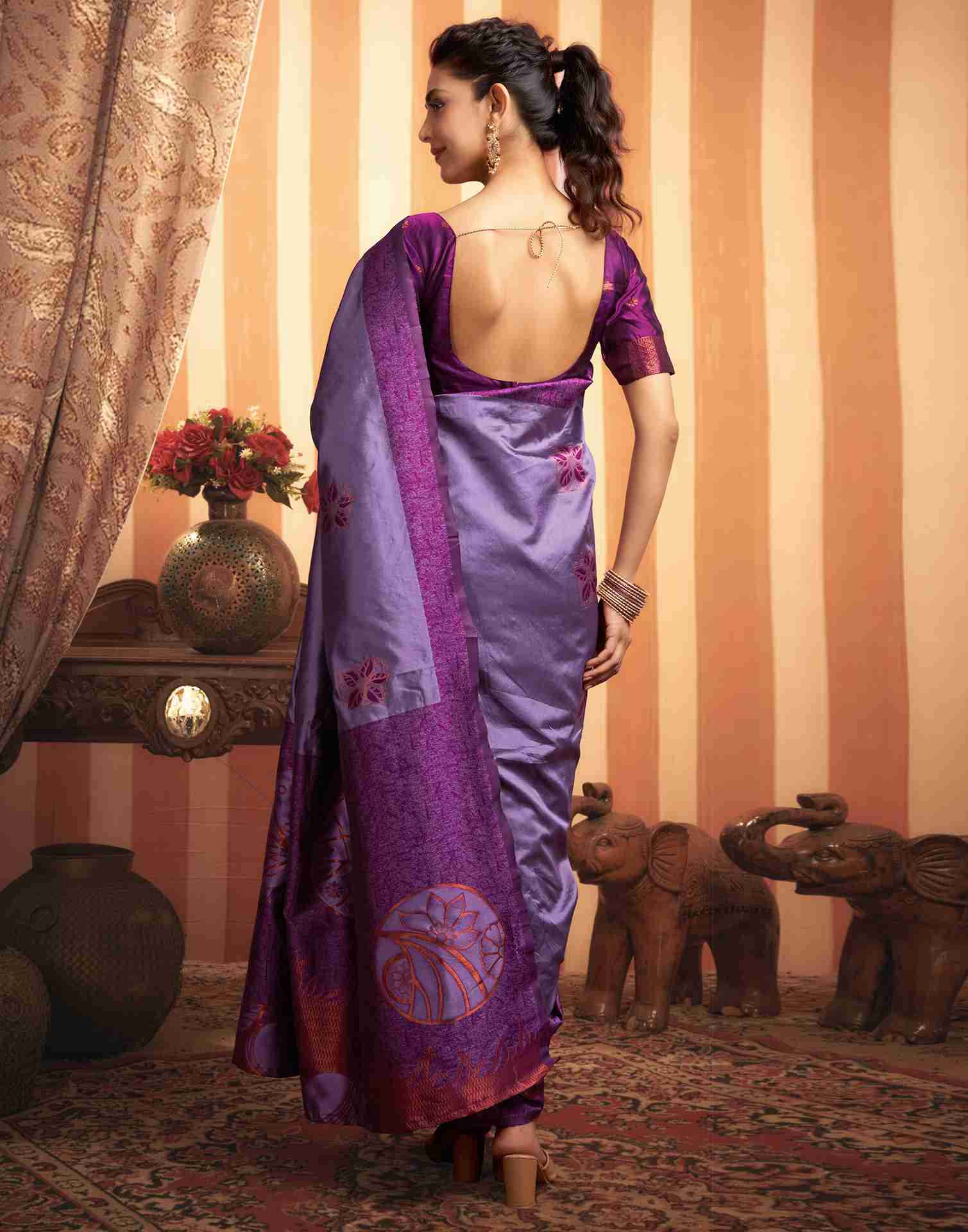 B1G1 Dusty Purple Silk Woven Banarasi Saree