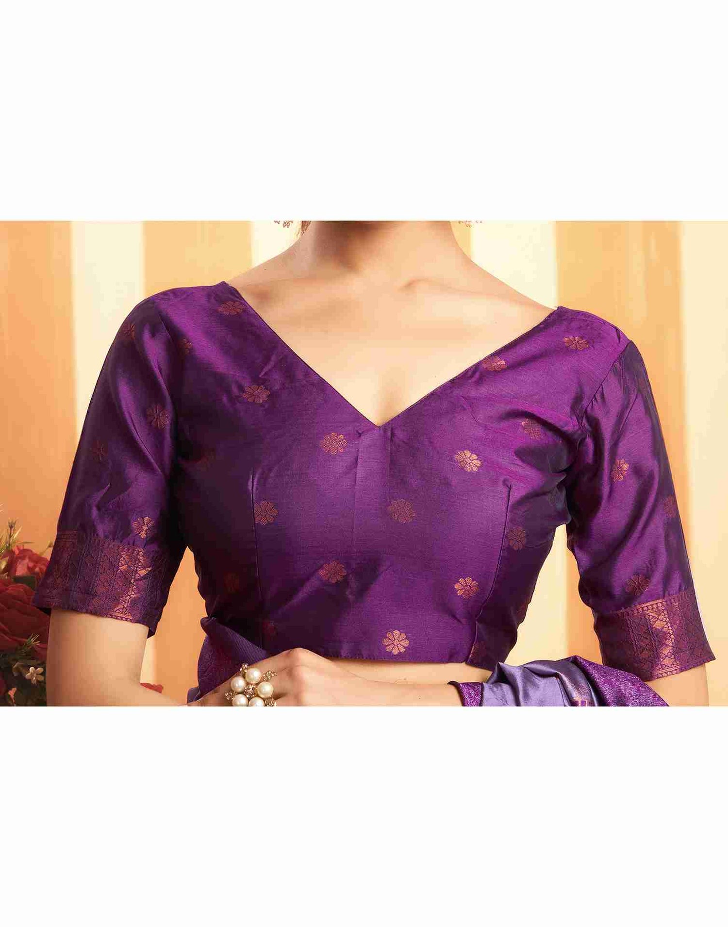 B1G1 Dusty Purple Silk Woven Banarasi Saree