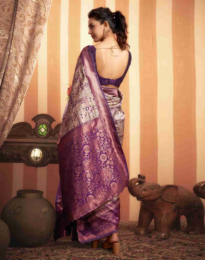 Purple Silk Woven Banarasi Saree