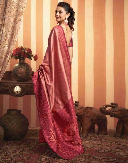 B1G1 Salmon Pink Silk Woven Banarasi Saree