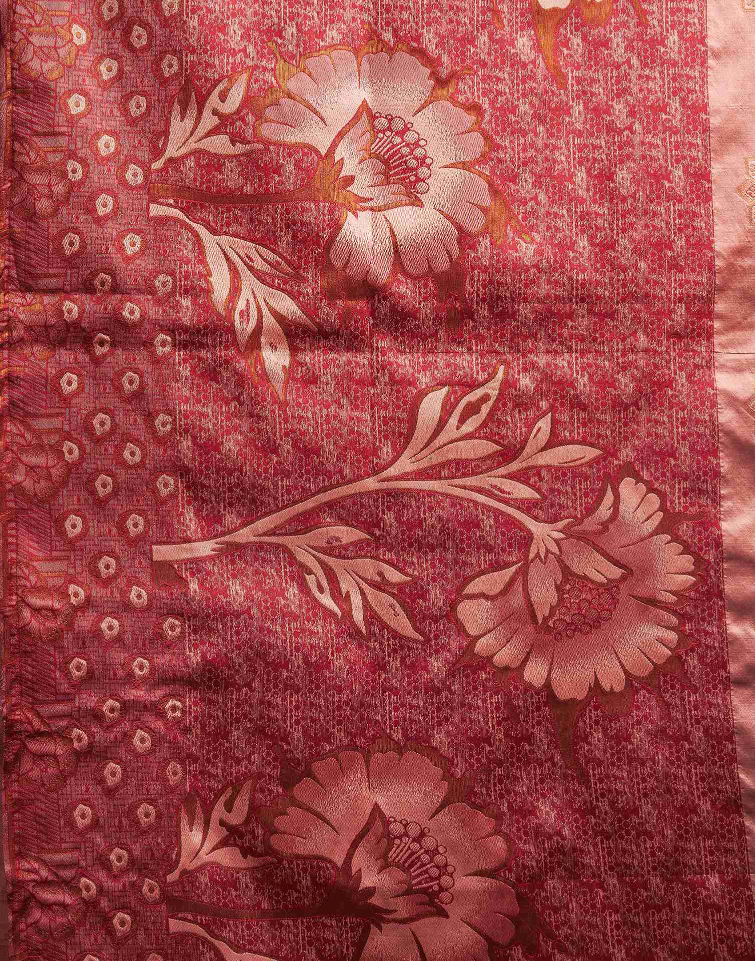 Salmon Pink Silk Woven Banarasi Saree