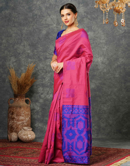 Dark Blue Silk Woven Banarasi Saree