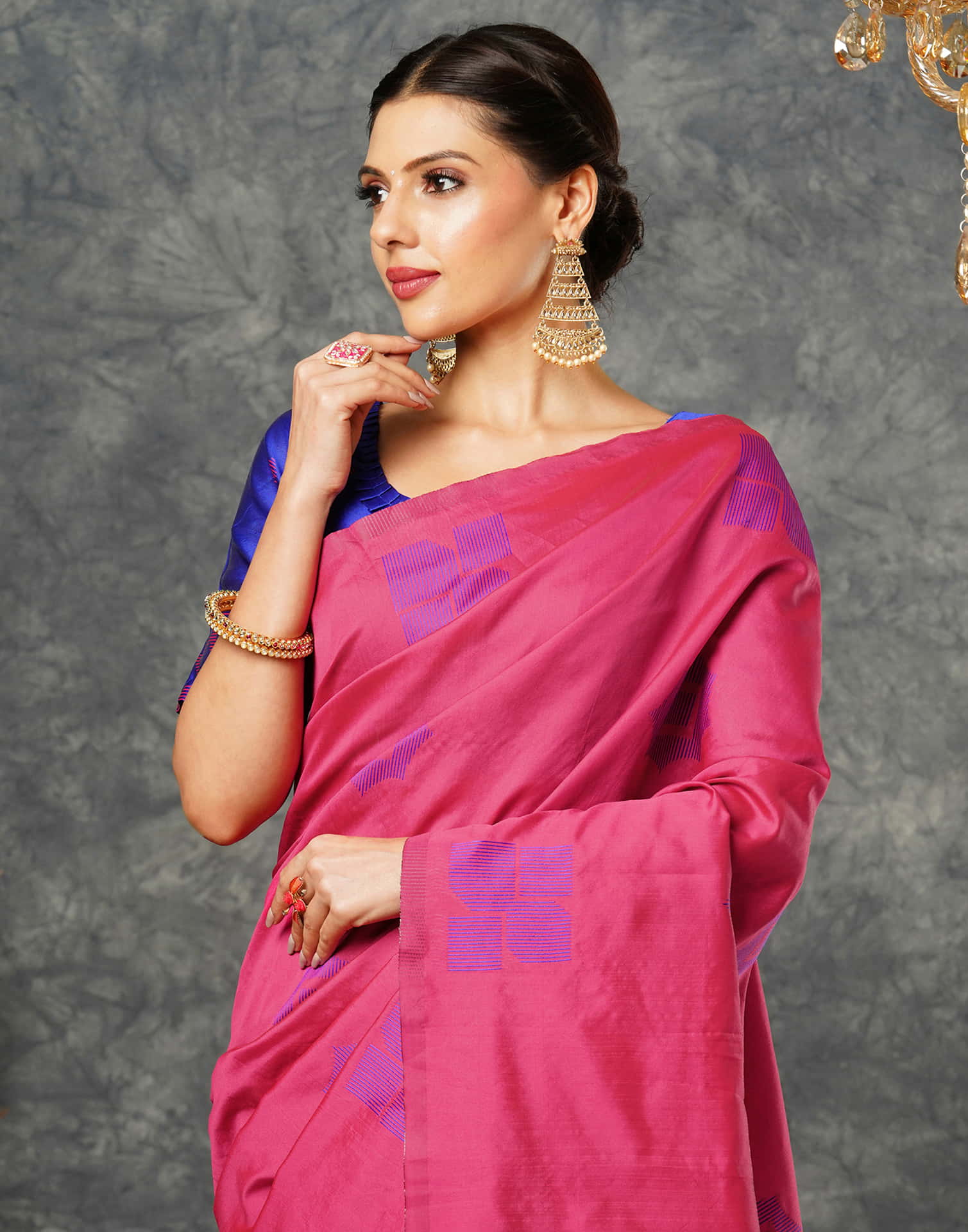 Dark Pink Silk Woven Banarasi Saree