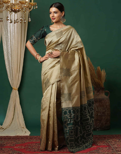 Khakhi Silk Woven Banarasi Saree