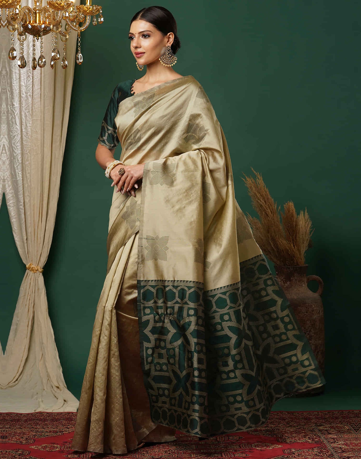 Khakhi Silk Woven Banarasi Saree