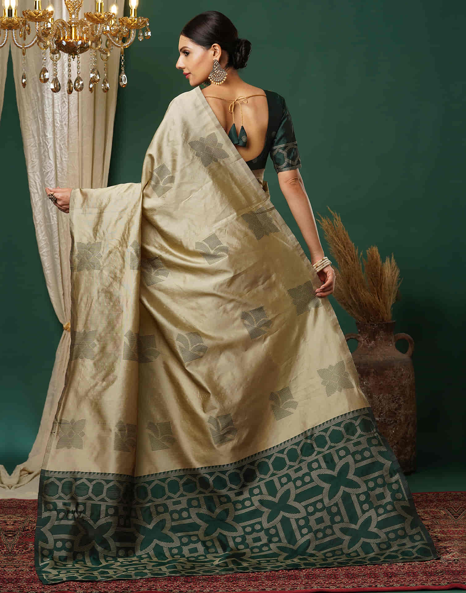 Khakhi Silk Woven Banarasi Saree