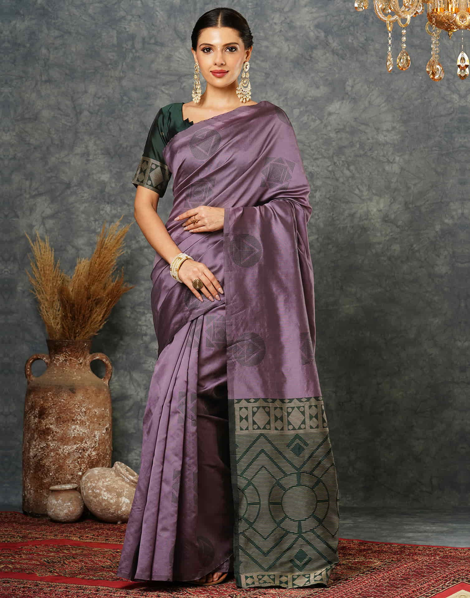 Mauve Silk Woven Banarasi Saree