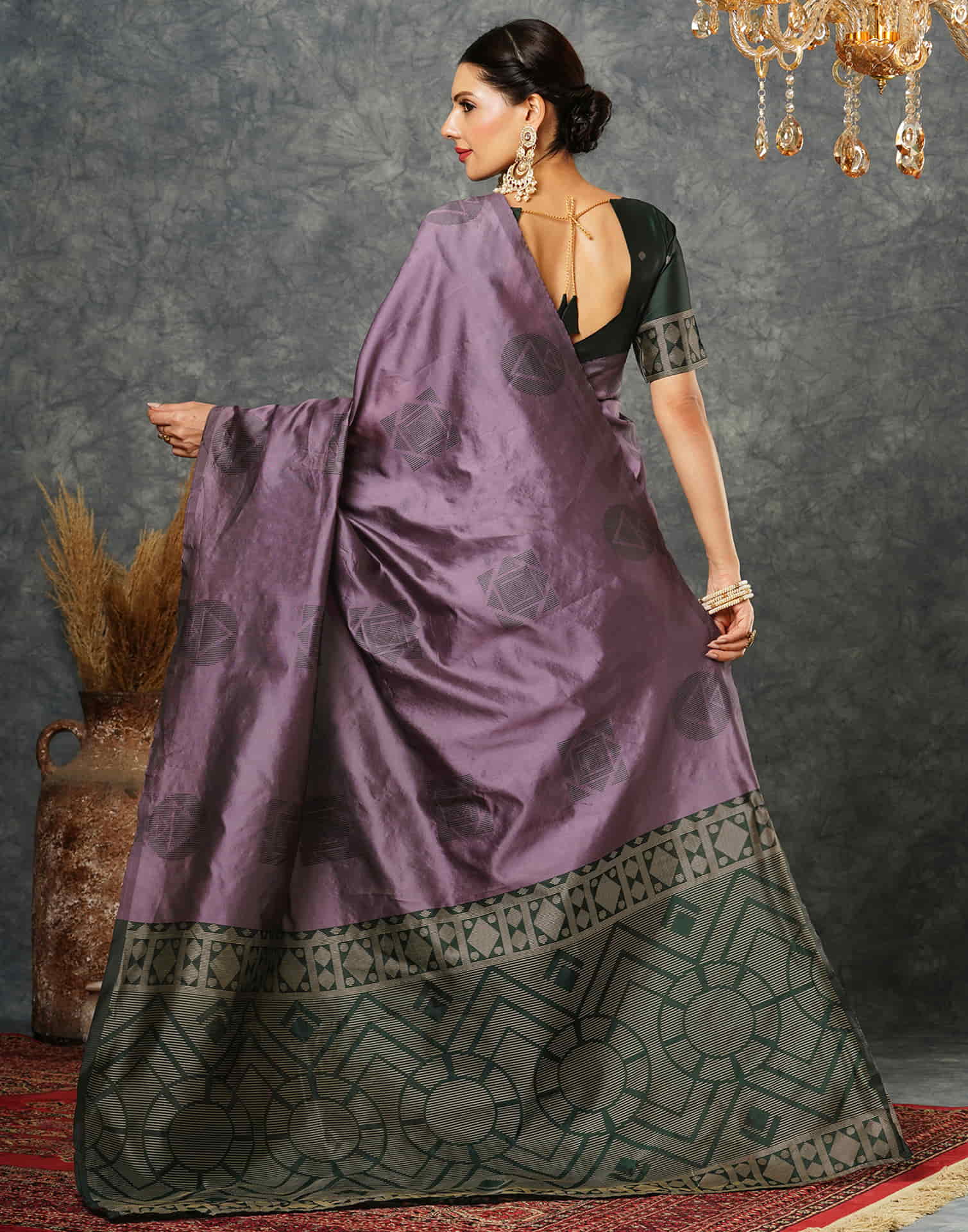 Mauve Silk Woven Banarasi Saree